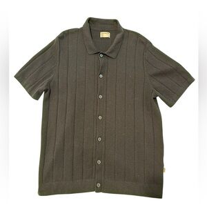 Frank & Oak Men's Blue Short Sleeve Polo Button Down Shirt